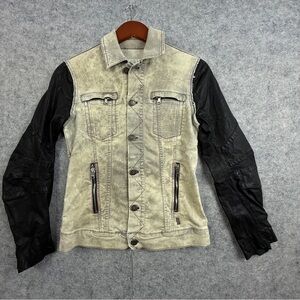 Pierre Balmain Indigo Denim Leather Jacket Women’s IT 38 Moto Distressed Italy